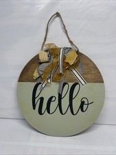 Hello Door Sign/Rustic Home Decor for Front Door Bedroom Wood Hanging