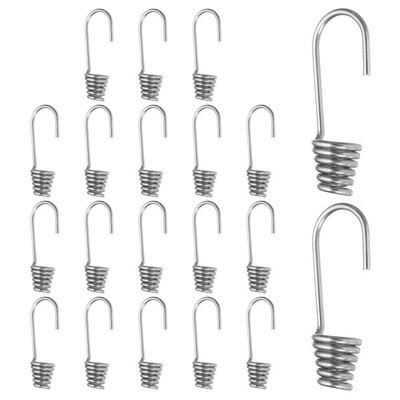 20 Pcs 1/4''(6mm) Bungee Cord Hooks Heavy Bungee Shock Cord Hook Silver