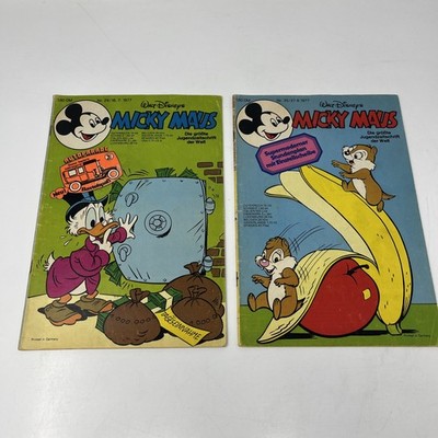 Micky Maus German Disney Comics 1977 Lot of 2 Donald Duck Chip Dale VG