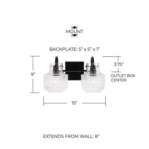 Capital Nyla 9" High Matte Black 2-Light Wall Sconce - Picture 5 of 5