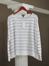 Eileen Fisher White Charcoal Gray Tencel Stretch Box Top Shirt Size 3X NWT 248