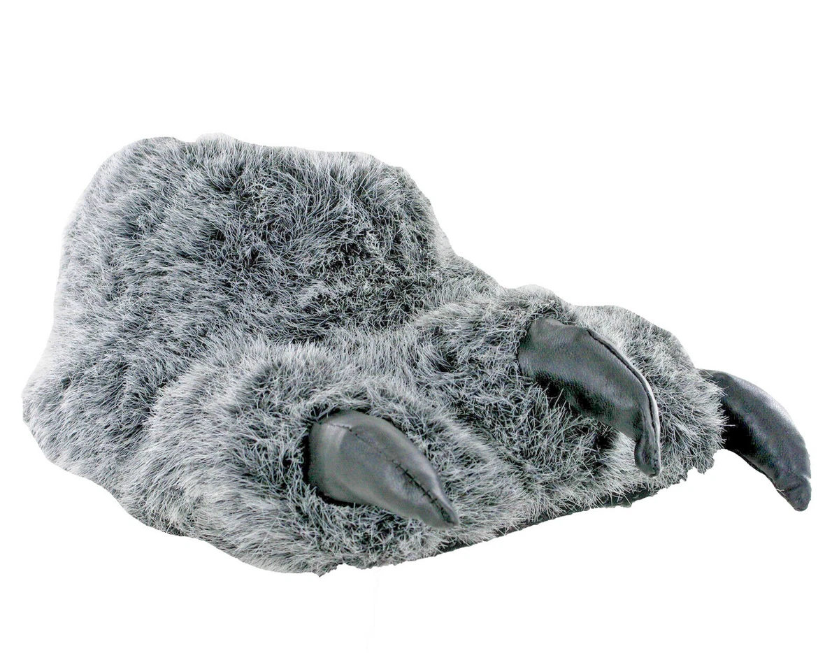 Monster Ours Pied Pince Nouveauté Chausson Gris Drôle Chaud Matelassé Noël