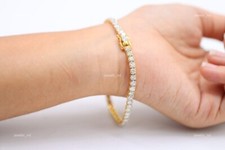 Lab Grown Diamond Tennis Christmas Best Friend Gift Boho Bracelet 14K Solid Gold