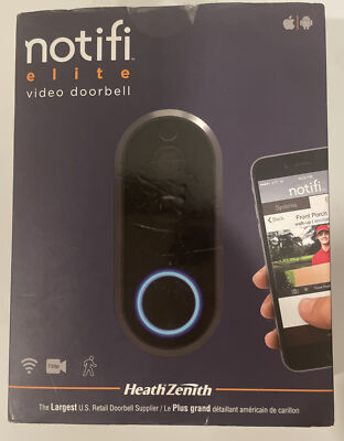 Heath Zenith SL-3012-00 Elite Notifi Video Doorbell WIRED Black *open  box*