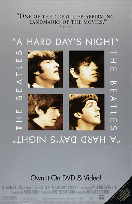 A HARD DAY'S NIGHT DVD MOVIE POSTER 1 Sided ORIGINAL 26x40 BEATLES