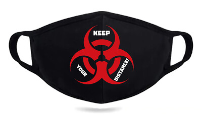 KEEP YOUR DISTANCE BIO GEFAHR Gesichtsmaske Waschbar Atmungsaktiv Wiederverwendbar Schutz 