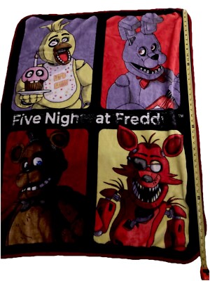 Five Nights At Freddy's Minky Throw Blanket Freddy, Bonnie, Chica, Foxy 46 x 34