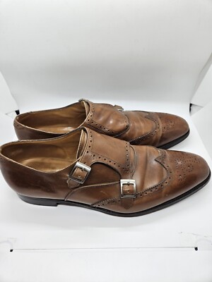 Brooks Brothers Men's Double Monk Strap Leather Shoes Peal Size 13d 