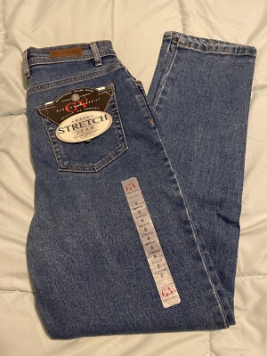 Gloria Vanderbilt Womens Amanda Straight Leg Jeans Blue Stretch Denim 8 Med NEW