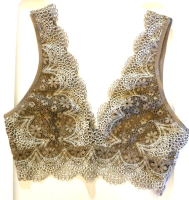 Victorias Secret Taupe Crochet Lace Bralette Size M Lined Cups Not Padded NWT