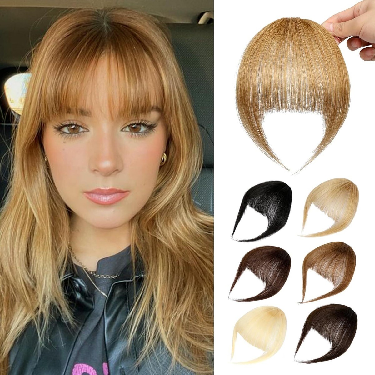 Clip in Bangs-100% Human Hair Fake Bangs Hair Clip Blonde Clip on