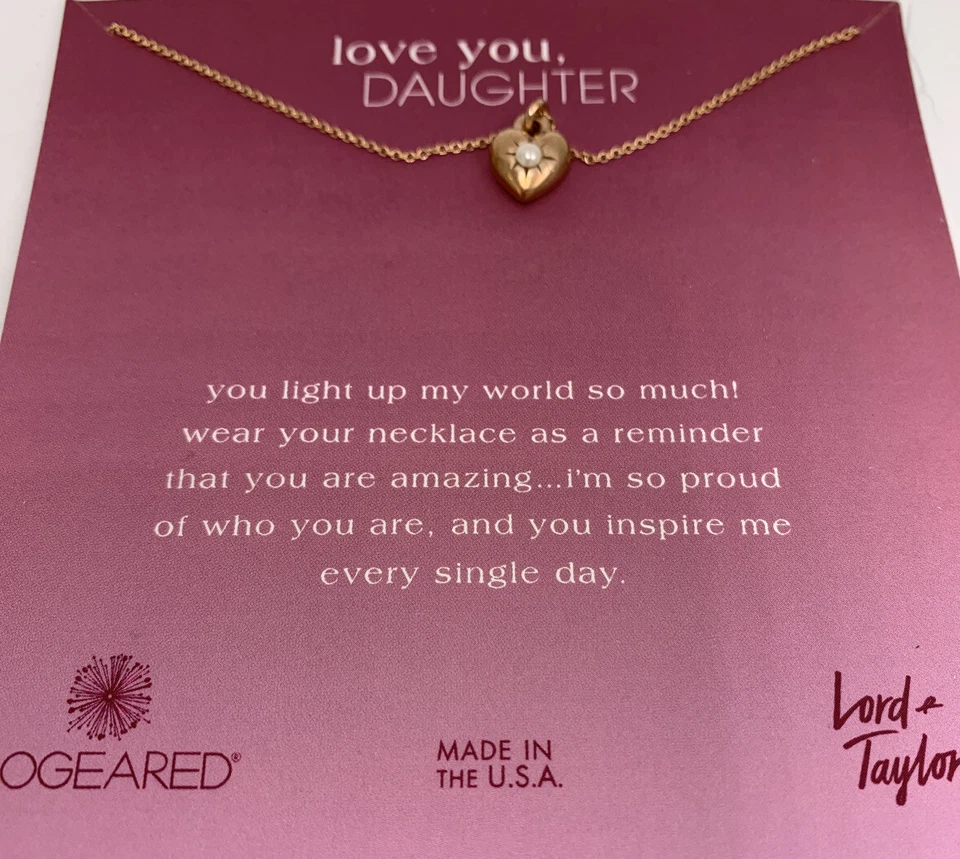 $68 DOGGEARED love you daughter heart rose gold14k gold DIPPED 18” Necklace G7 - Image 3 of 4