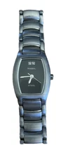 Fossil Women’s 7” Silvertone Watch Black Rectangular Watch New Battery 
