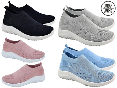 Urban Jacks Knitted Trainers Damen sportliche Slipper leichte bequeme Sneaker