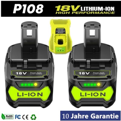 8,0AH Akku für Ryobi Akku 18V Lithium ONE Plus RB18L50 P108 P107 /Ladegerät