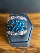 Stunning , Sterling, London Blue Topaz, Cocktail Ring 5.40 CTW, Sz 6.75  7.75
