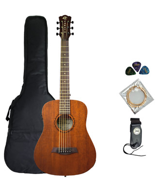 Caraya safair 34-EQ All-Mahogany Parlor Acoustic Guitar w/EQ + Gig Bag + Strings