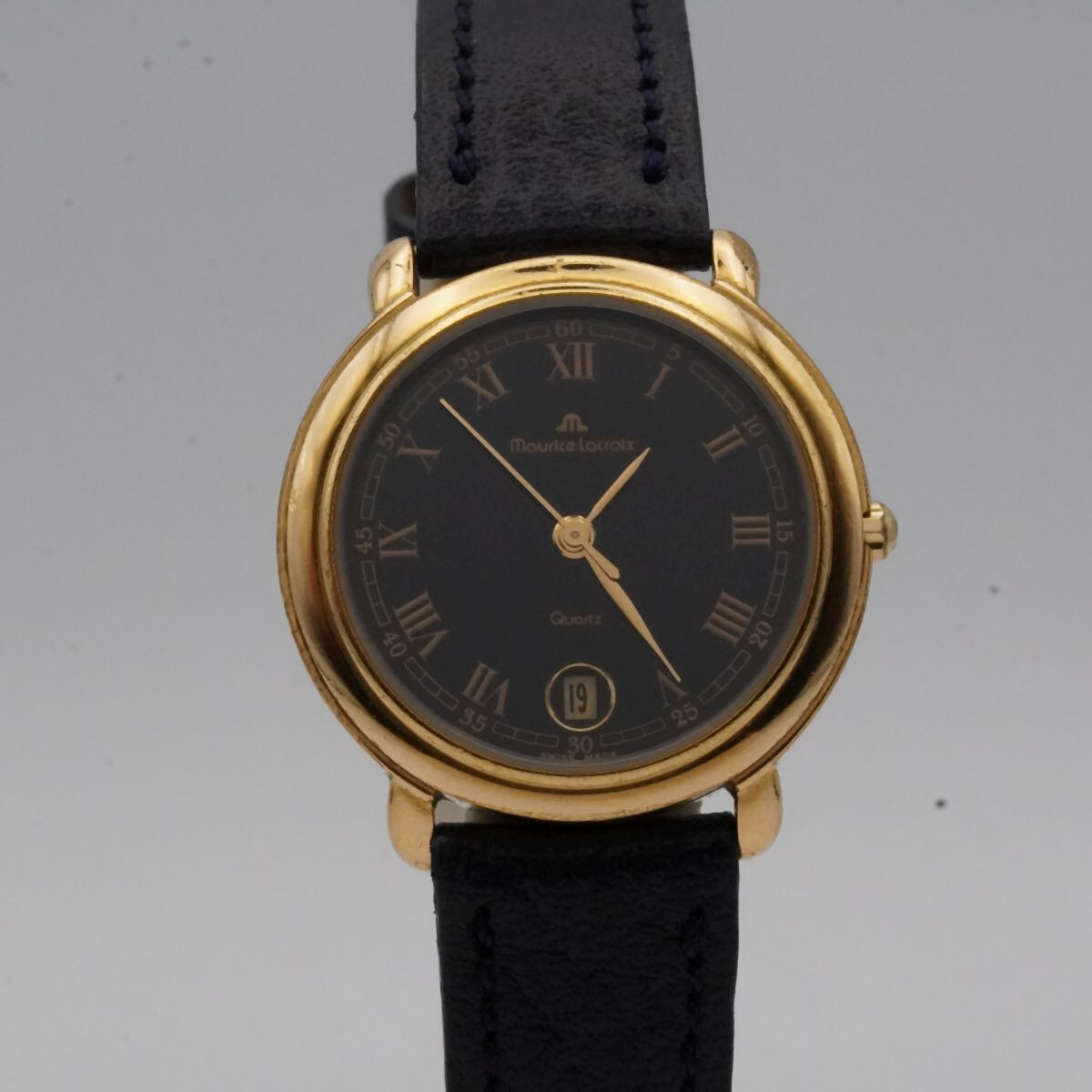 Vintage Maurice Lacroix 72963 Date Gold Plated Leather