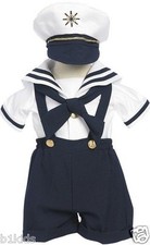 Sailor Boys Short Set Navy White Nautical Outfit Set Size 3-12 Mo Toddlers 2T-4T