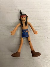 POSABLE BENDABLE INDIAN 4 ACTION FIGURE VNTG RUBBER TOY 1 QTY BLACK FEATHER