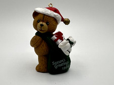 Vintage 1996 DCI Christmas Ornament Bear Carrying Sack Filled with Presents