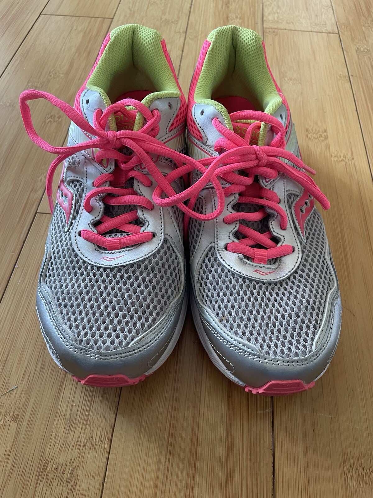 Saucony Womens Cohesion 10 Running Shoes Sneakers Size 7 Gray Pink Neon thumbnail 2