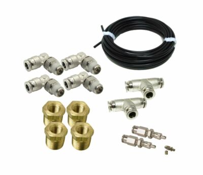 Front & Rear Schrader Inflation Valve Kit 1/4'' OD w/ Fittings for 1/2'' NPT Bags