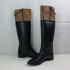 Stuart Weitzman Upbeat Women's 9 M Black Brown Leather Calf Riding Boots