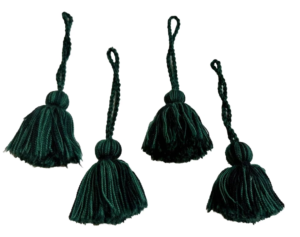 Borlas decorativas vintage verde/preto, Clarence House, 7-8” de comprimento - Imagem 2 de 2