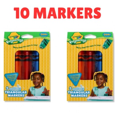10 Crayola Triangular Washable Markers Felt Tips Colouring Pens Art School  UK