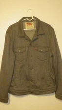 Mens Levis Grey Coat Jacket Button Up Fleece Lined Size XXL 2XL Peacoat