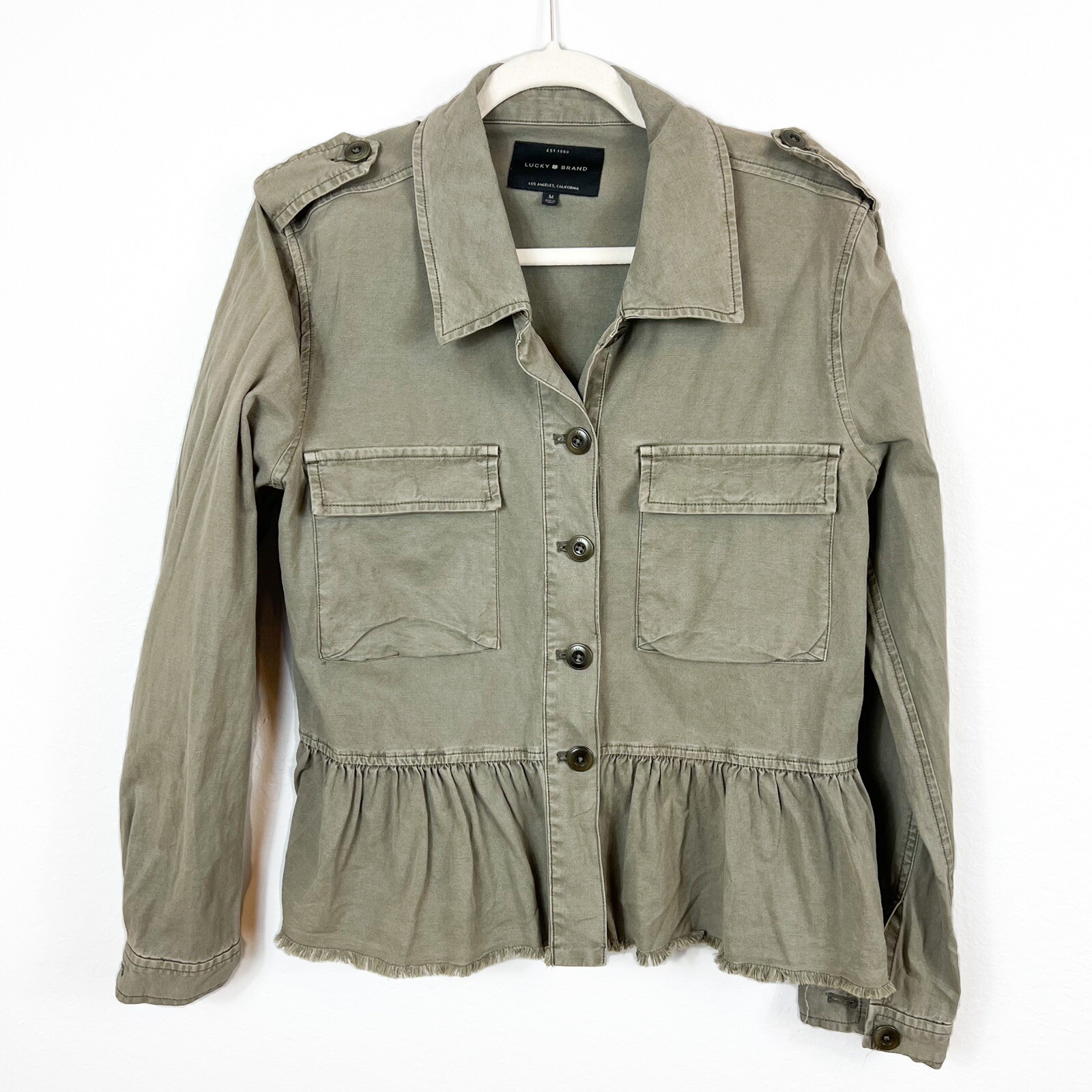 LUCKY BRAND Army Green Utility Jacket w 