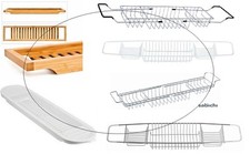 Over The Bathtub Bridge Storage Rack Organizer Shelf Metal White Chrome Bamboo