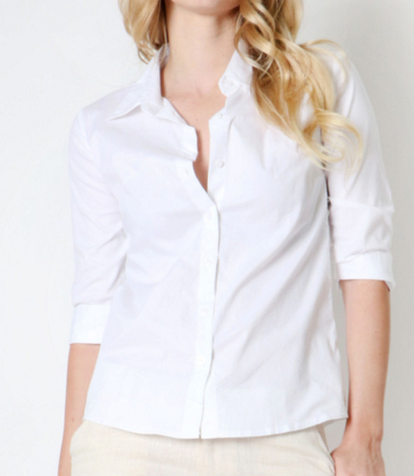 NEW Plus Size Cotton Button Front Shirt Folded 3/4 Sleeve- L/XL/1X-2X-3X