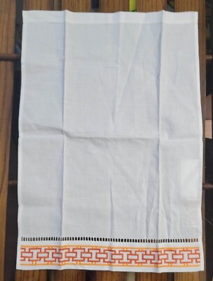 Haute Home by Jane Leider Hand-Embroidered White Linen Blend Towel