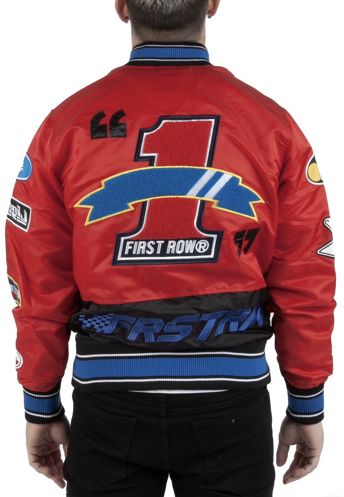 PRIMA FILA (GIACCA UOMO DA CORSA RICAMATA PATCHDVARSITY)