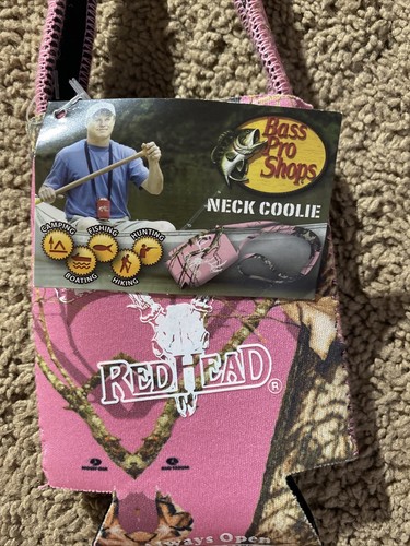 2 Pc Beer Coozie Bass Pro Black His and Hers Red Head Deer Pink Camo neck cooli - Picture 7 of 10