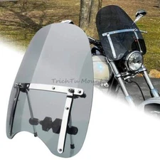 17"x 16" Smoke Windshield Fairing Fit For Universal Motorcycle 7/8" 1" Handlebar