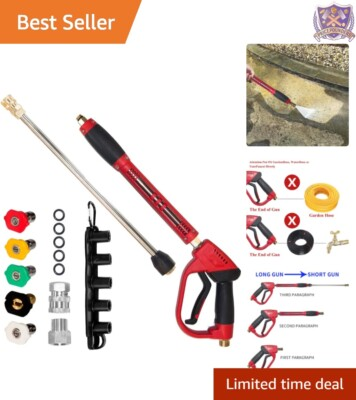 #ad Pressure Washer Gun Red High Power 5000 PSI with Extension Nozzles amp; Fittings $48.99