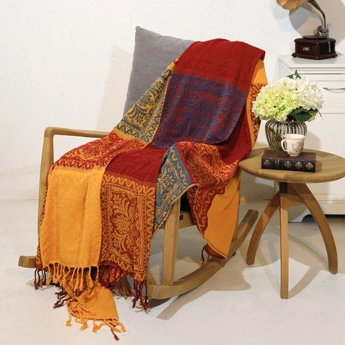 86 x 102" Vintage Bohemian Tapestry Sofa Throw Blanket Anti-slip Rugs Rural Sale - Picture 6 of 36