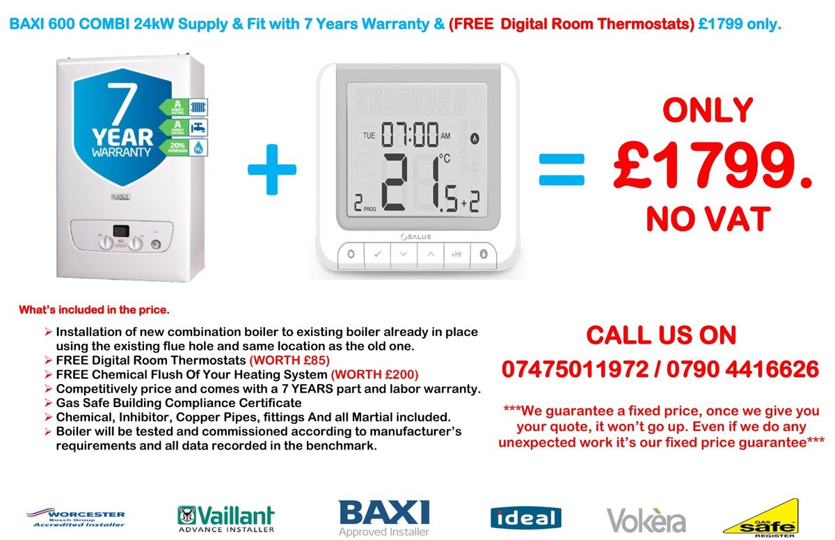 BAXI 600 Combi 24 30 KW BOILER INSTALLATION Supply Fit With