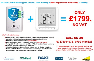BAXI 600 Combi 24 / 30 kW Kesselinstallation Versorgung & Montage mit GRATIS Digitaldach