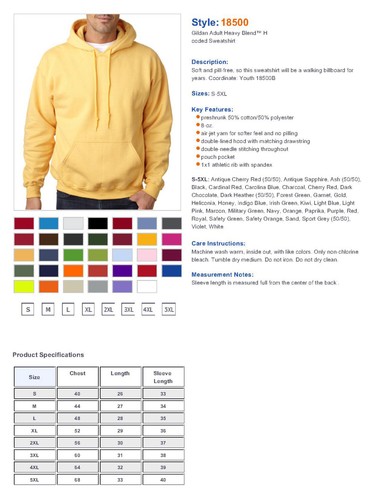 Gildan Heather Sport Royal Blue Hoodie Heavy Blend Basic Hooded Sweat Mens - Picture 2 of 5