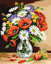 Colorful Blooms in a Vase - Printed Needlepoint Canvas for DIY Embroidery FA94