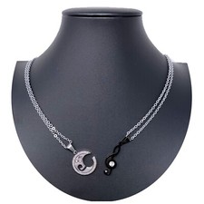 Chiave di Violino Nero Ciondolo Spezzato 2x Collana Acciaio Uomo Donna Amici A05
