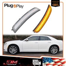 Clear Lens Front Amber LED Side Marker Lights Lamps For 2015-2023 Chrysler 300