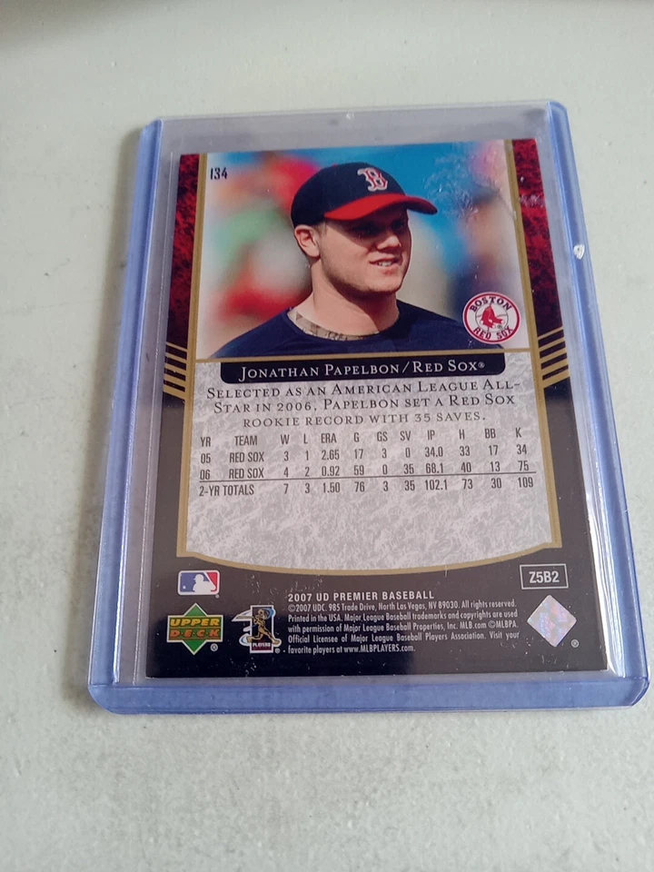 2007 JONATHAN PAPELBON UD PREMIER CARD. BOSTON RED SOX 79/99. - Image 2 of 2