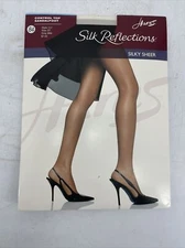 VTG Hanes Silk Reflections Control Top Pantyhose Sandalfoot Grey Mist Size EF