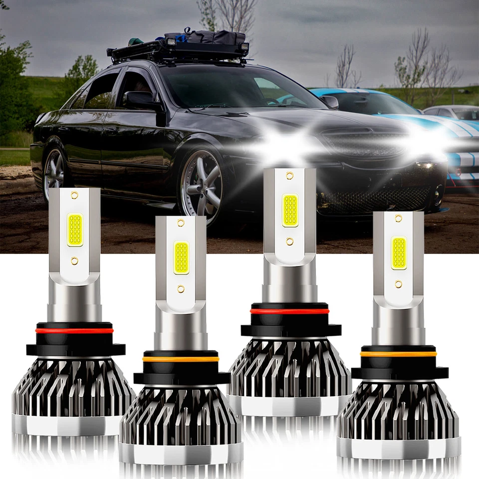 For Lincoln LS 2000-2002 4x LED Headlight High Low Beam Kit Bulbs 9005 9006 - Imagem 2 de 4