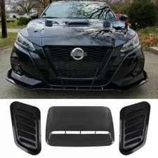 3X Sport Black Front Hood Side Air Flow Vent  Scoop Decor Trim For Nissan Altima